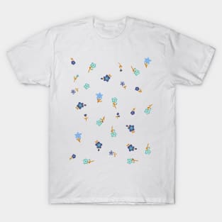 Coquette Aesthetic Ditsy Tiny Blue Flowers Pattern T-Shirt